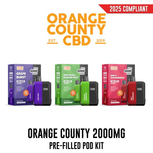 Orange County CBD Pre-Filled 6000 Puff Pod Kit 2000mg Vapestore Direct Orange County CBD Pre-Filled 6000 Puff Pod Kit 2000mg Vapestore Direct