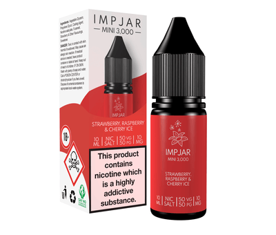 Strawberry Raspberry Cherry Ice Mini 3000 E-Liquid Nicotine Salt By Impjar 10ml - Vapestore Direct