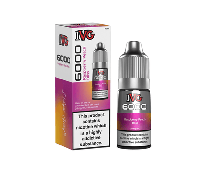 Raspberry Peach Bliss 6000 Series Bar Flavour E-Liquid Nicotine Salt By IVG 10ml - Vapestore Direct