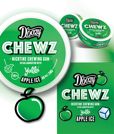 Doozy Chewz Apple Ice Flavour Nicotine Gum Card - Vapestore Direct