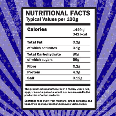 Freezy Treats Blue Razz Slices Freeze Dried Candy Nutritional Facts - Vapestore Direct