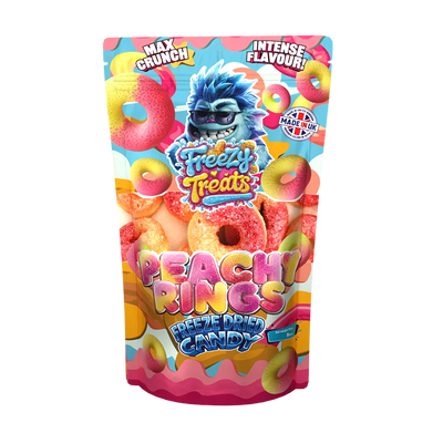 Freezy Treats Peachy Rings Freeze Dried Candy Packet Front - Vapestore Direct