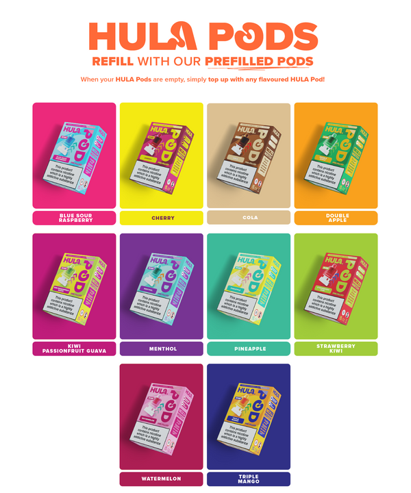 Hula 7000 Puff Pre-Filled Pod Kit  Flavour Poster - Vapestore Direct