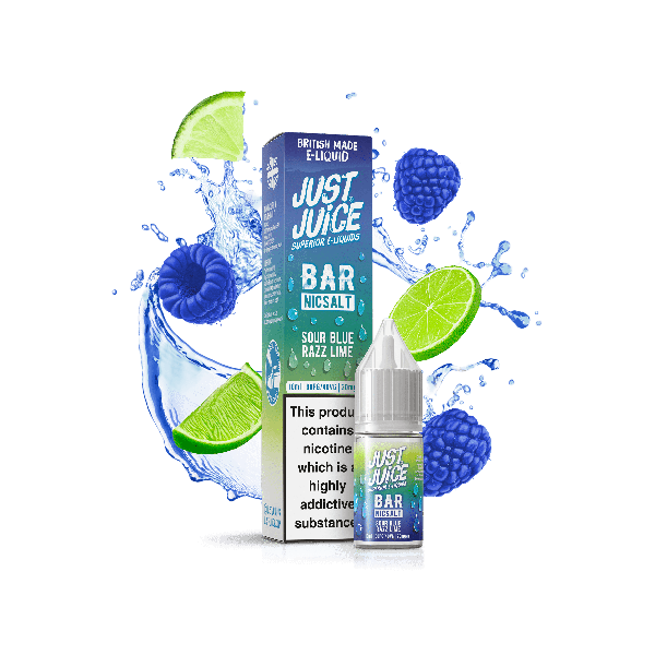 Sour Blue Razz Lime Bar Range E-Liquid Nicotine Salt By Just Juice 10ml - Vapestore Direct
