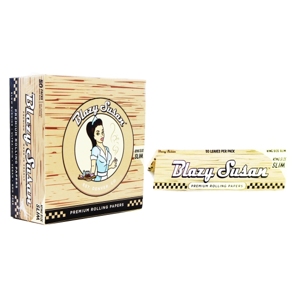 Blazy Susan King Size Slim Unbleached Rolling Papers - Vapestore Direct
