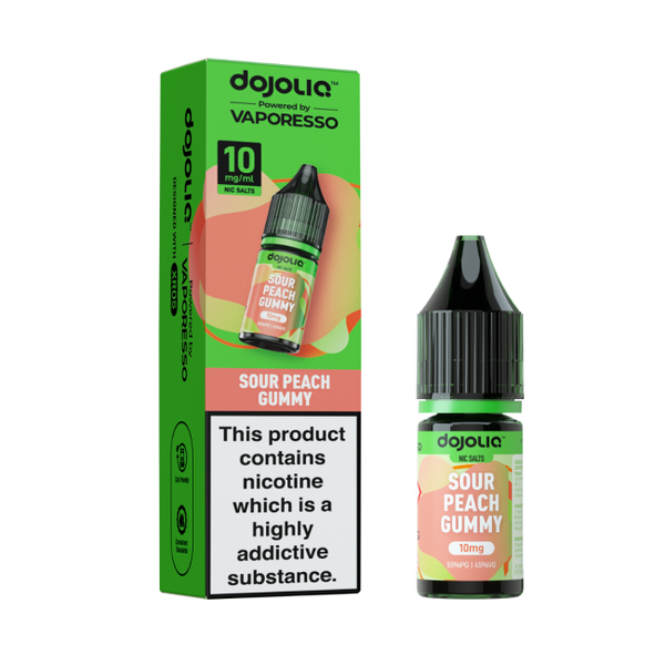 Sour Peach Gummy DOJOLIQ E-Liquid Nicotine Salt By Vaporesso 10ml - Vapestore Direct