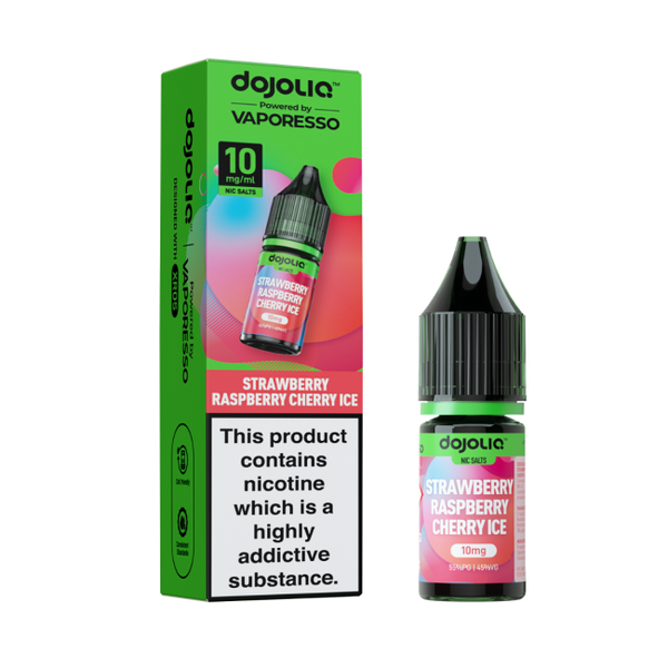 Strawberry Raspberry Cherry Ice DOJOLIQ E-Liquid Nicotine Salt By Vaporesso 10ml - Vapestore Direct