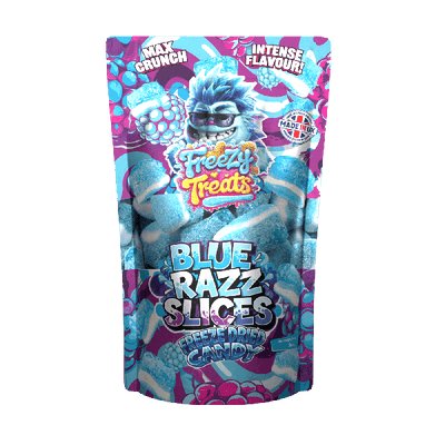 Freezy Treats Blue Razz Slices Freeze Dried Candy Packet Front - Vapestore Direct