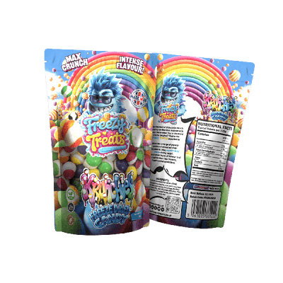 Freezy Treats Krunchies Rainbow Candy Freeze Dried Candy Packet Front And Back - Vapestore Direct