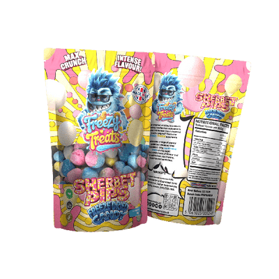 Freezy Treats Sherbet Pips Freeze Dried Candy Packet Front And Back - Vapestore Direct