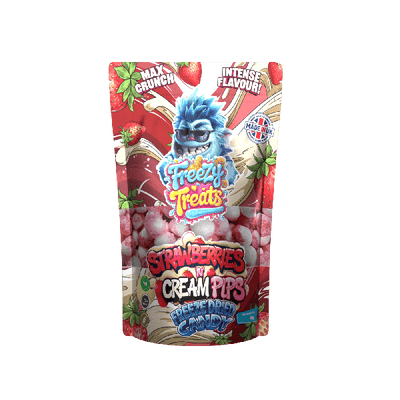 Freezy Treats Strawberry Cream Pips Freeze Dried Candy Packet Front - Vapestore Direct