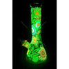 32cm Thick Glass 3D Leaf Glow In The Dark Beaker / Flask Waterpipe - GB181