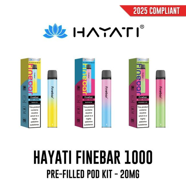 Hayati Finebar 1000 Pre-Filled Pod Kit 20mg - Vapestore Direct