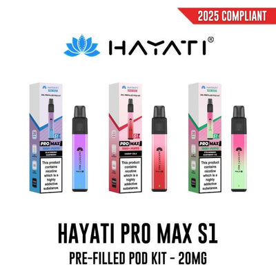 Hayati Pro Max S1 Pre-Filled Pod Kit 20mg - Vapestore Direct