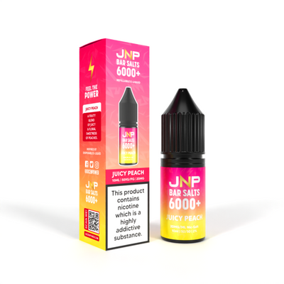Juicy Peach Bar Salts 6000+ E-Liquid Nicotine Salt By Juice N' Power 10ml - Vapestore Direct