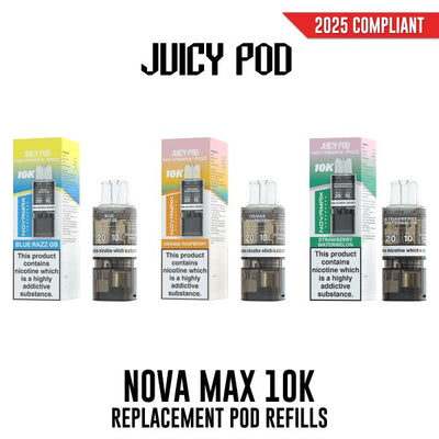Juicy Pod Nova Max 10 Pre-Filled Replacement Pods 20mg - Vapestore Direct