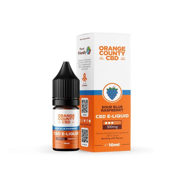 Sour Blue Raspberry 300mg CBD E-Liquid By Orange County 10ml - Vapestore Direct