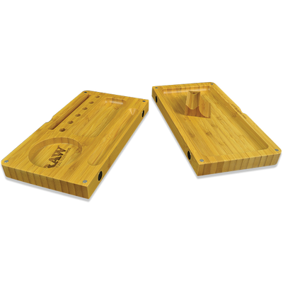 Raw Bamboo Wooden Back Flip Rolling Tray - Vapestore Direct