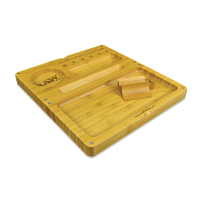 Raw Bamboo Wooden Back Flip Rolling Tray - Vapestore Direct