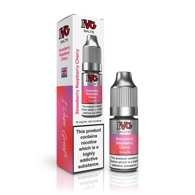 Strawberry Raspberry Cherry Flavour E-Liquid Nicotine Salt By IVG TALL BOX10ml - Vapestore Direct